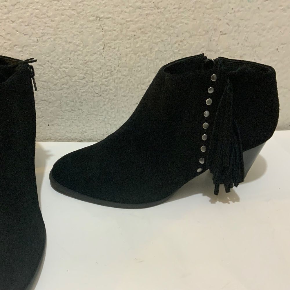 Vionic Faros Fringed Bootie Ankle Boot Black Sued… - image 1